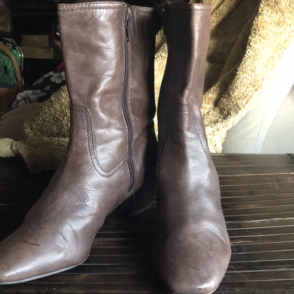 🚨B2G1 ANTONIO MELANI Brown Leather Ankle Boots(CS)